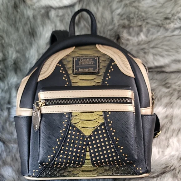 Loungefly Game of Thrones Black and Gold Backpack - Picture 9 of 9